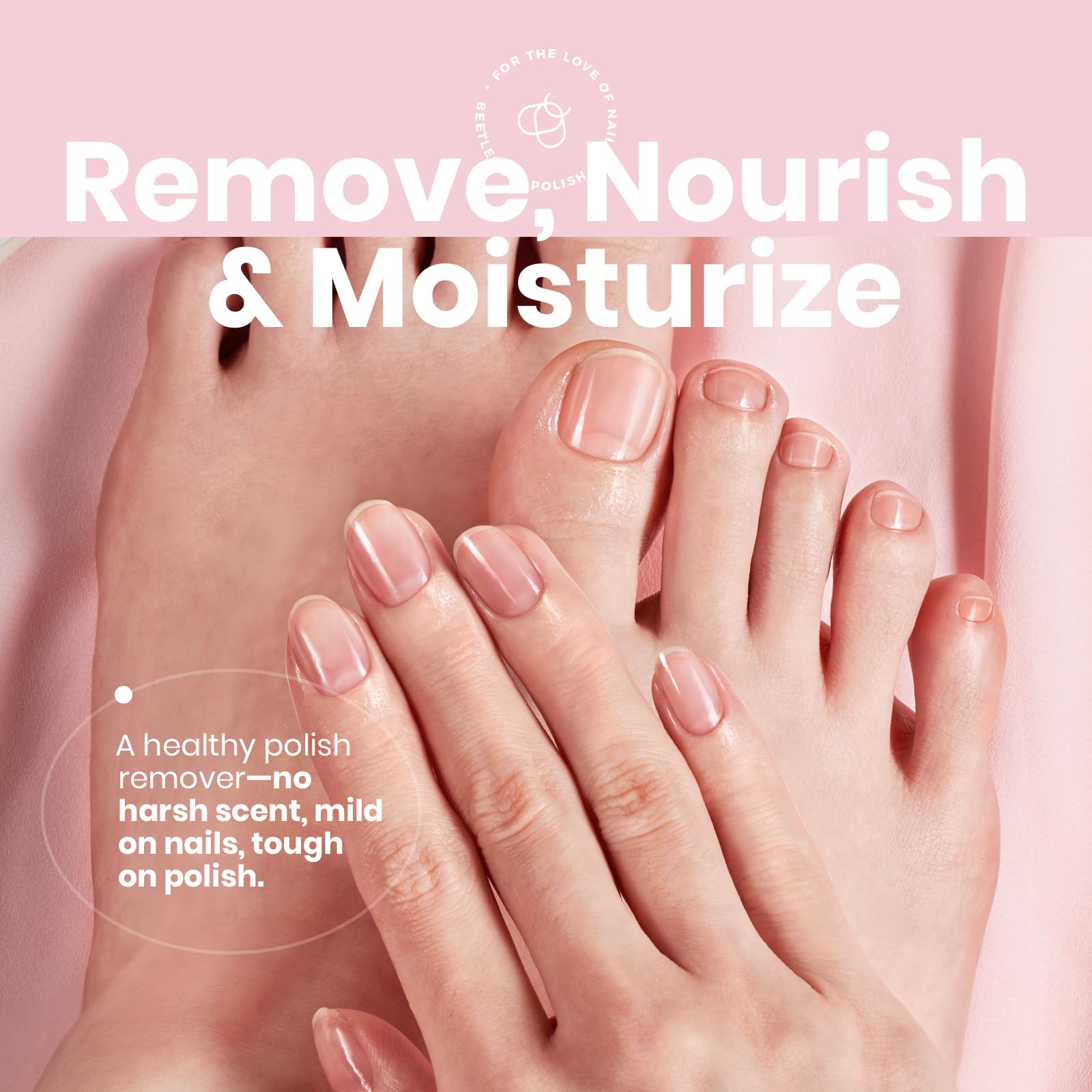 Beetles Non-Acetone Remover at-home manicure demonstrating easy use
