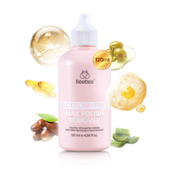Beetles Non-Acetone Remover bottle pour showing fast, gentle gel polish removal