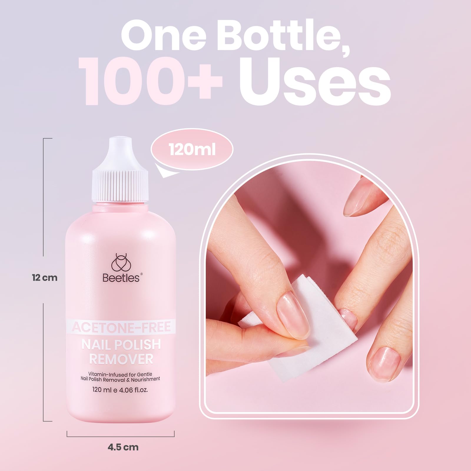 Beetles Non-Acetone Remover for sensitive nails demonstrates gentle care