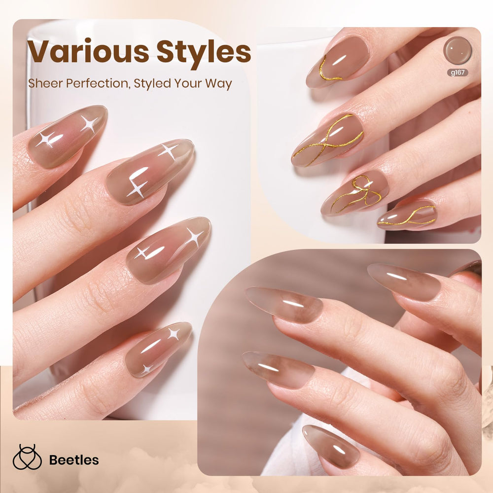 Beetles nude-brown shade for French nail art with warm depth