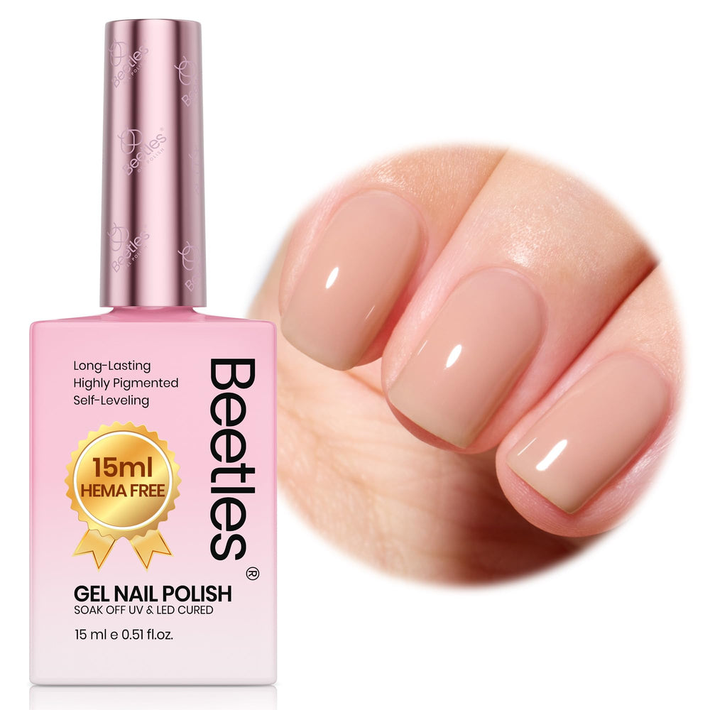 Beetles Nude Brown gel polish bottle with sheer color for natural, everyday nails.