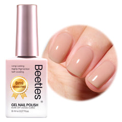 Beetles Nude Brown gel polish bottle swatch showing natural, versatile nude tone for everyday wear