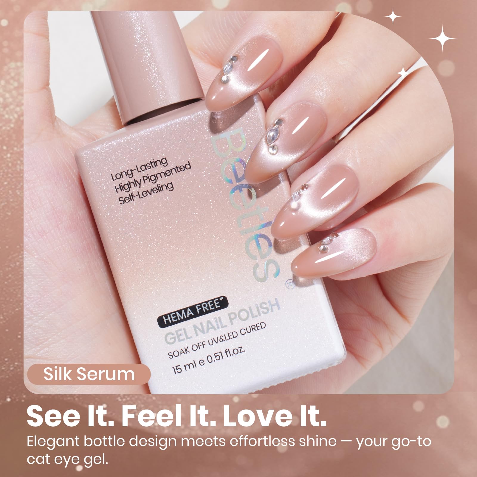 Beetles Nude Cat Eye base coat tip demonstrating prep for strong adhesion