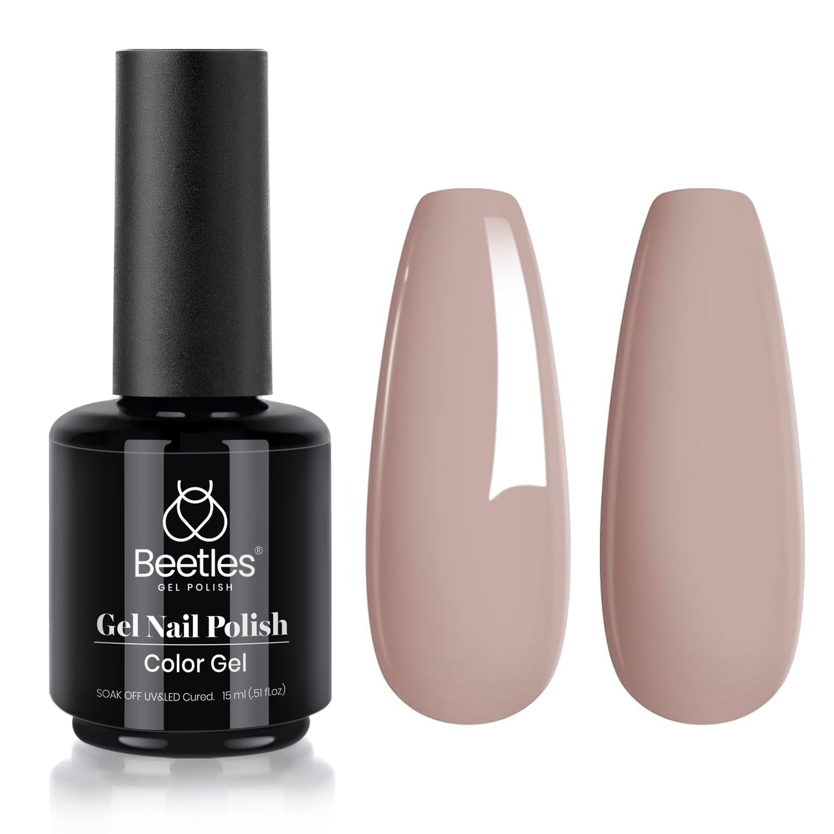 Beetles Nude Gel Polish bottle in neutral grey taupe for chic everyday nails.
