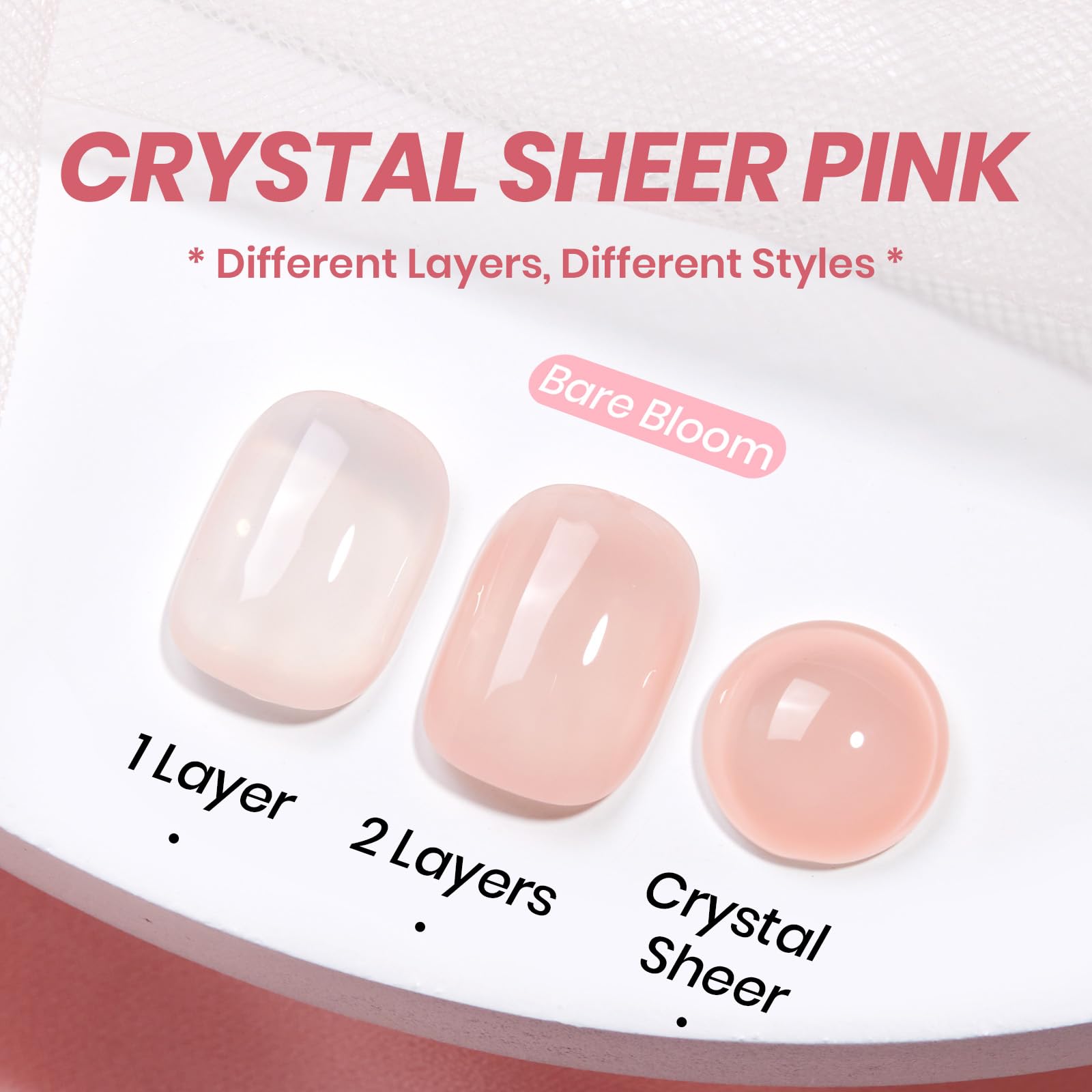 Beetles Nude Gel Polish nude pink swatches show sheer coverage