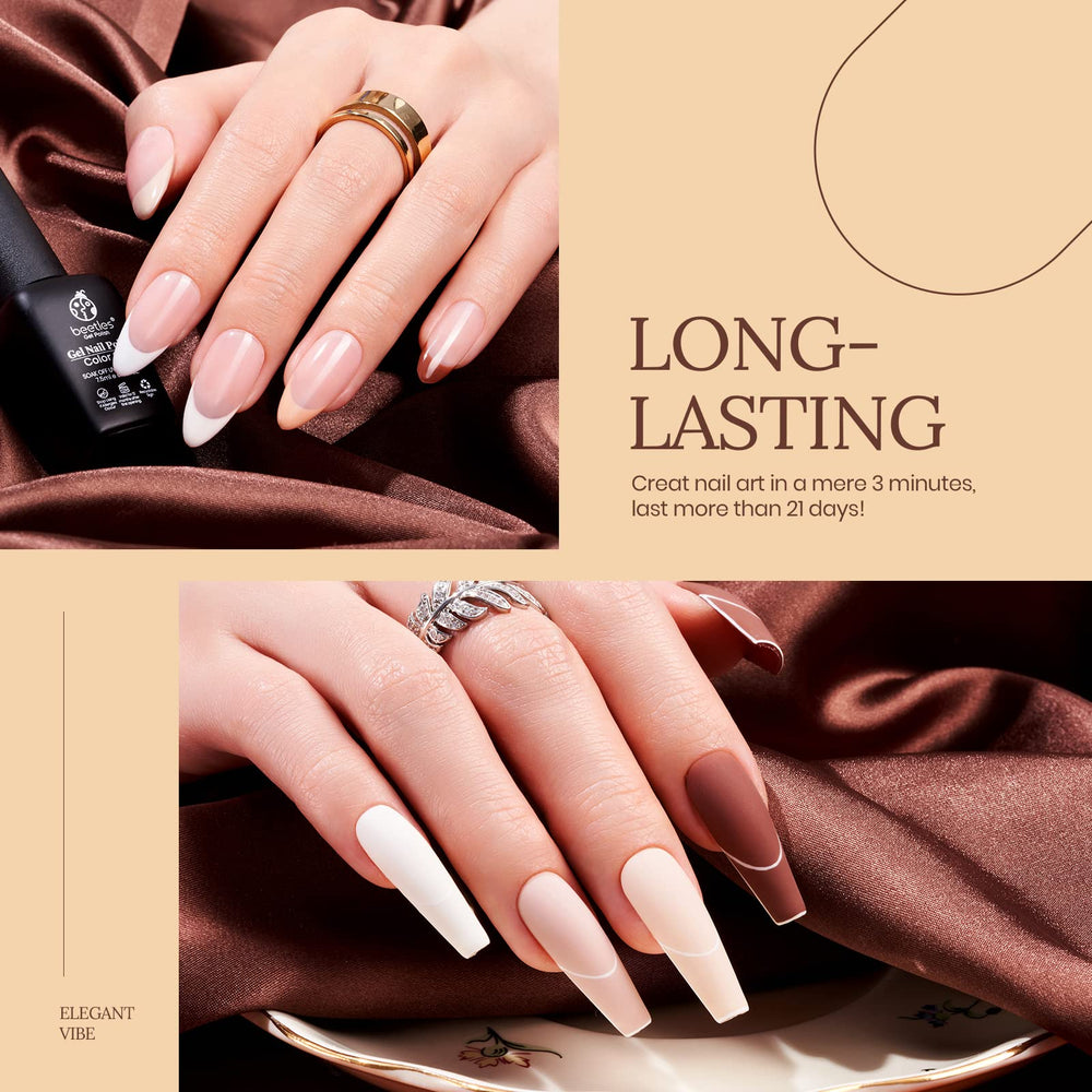 Beetles Nude Gel Polish A415 peach brown swatch for soft, sunny nails.