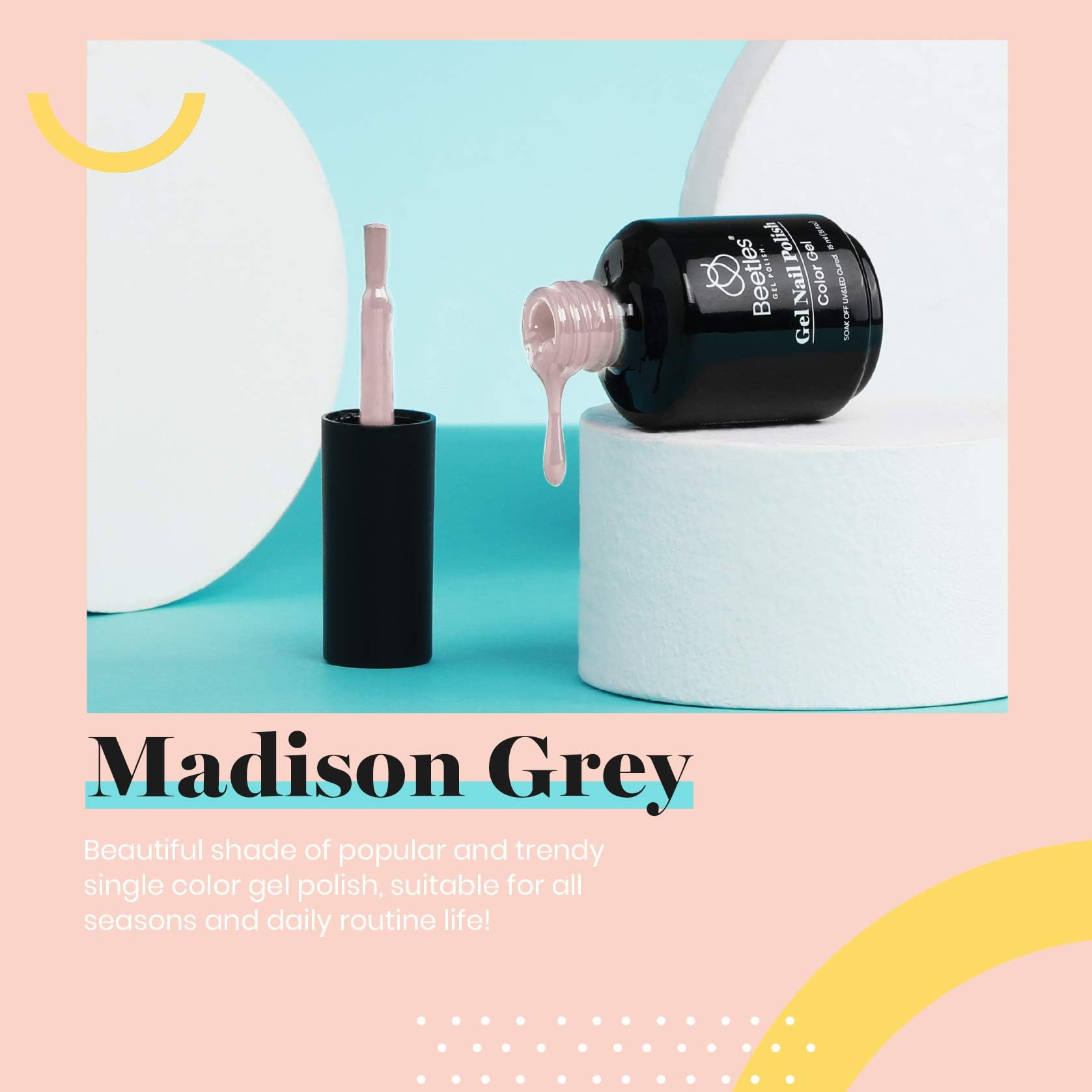 Beetles Nude Gel Polish brush glides smoothly for easy home manicures.