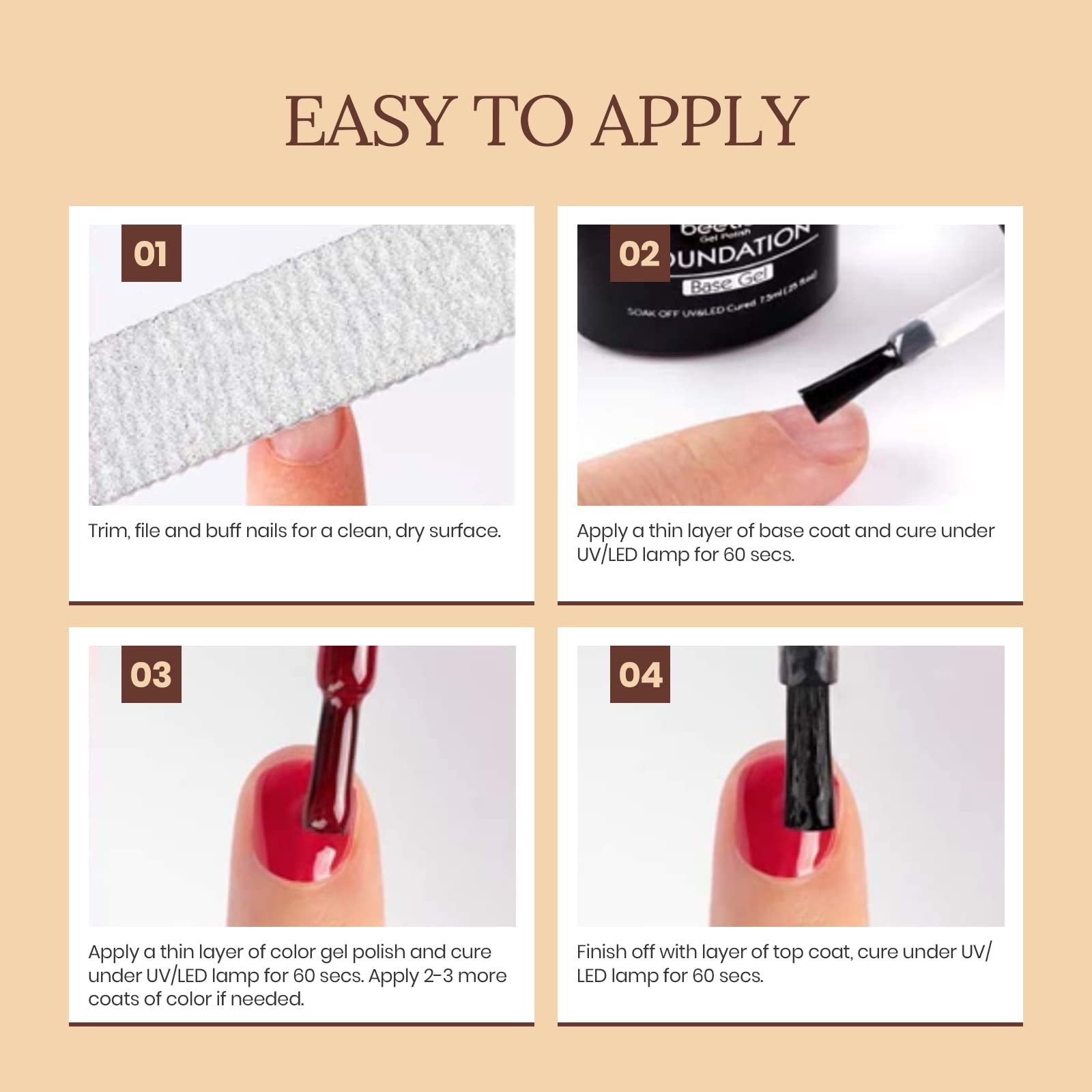 Beetles Nude Gel Polish packaging and lamp-ready setup for home use.