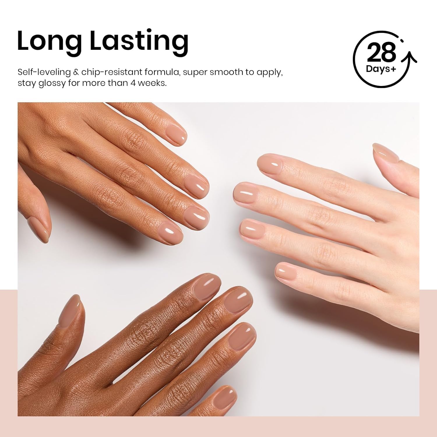 Beetles Nude Gel Nail Polish glossy finish on nails for everyday elegance