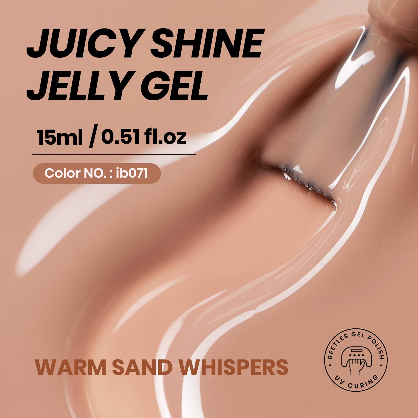 Beetles Nude Gel Nail Polish mocha swatch showing layering depth from translucent to opaque
