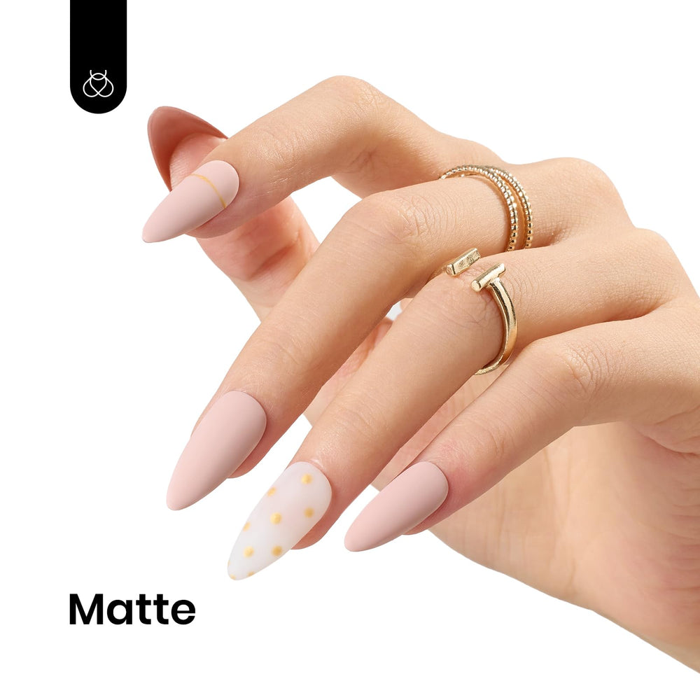 Beetles Nude Gel Polish application scene with easy base and top coat layering.