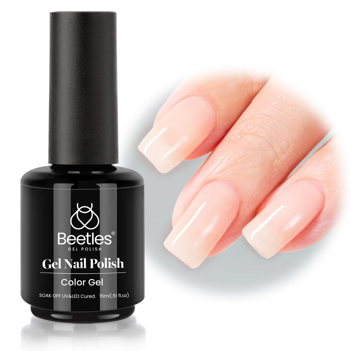 Beetles Nude Gel Polish bottle 15ml for quick nude nails on the go.