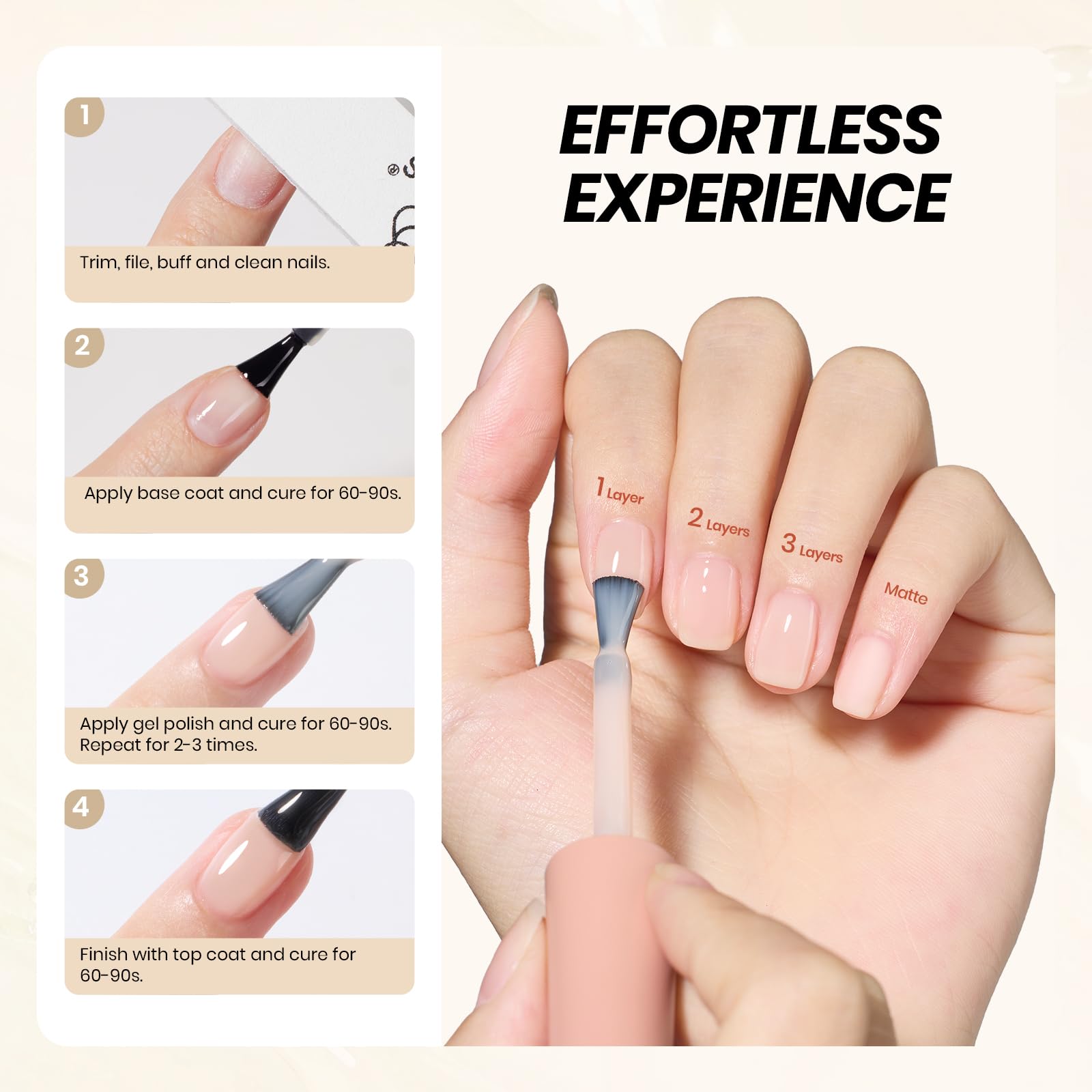 Beetles nude gel polish ideal for French nail art with a nude base.