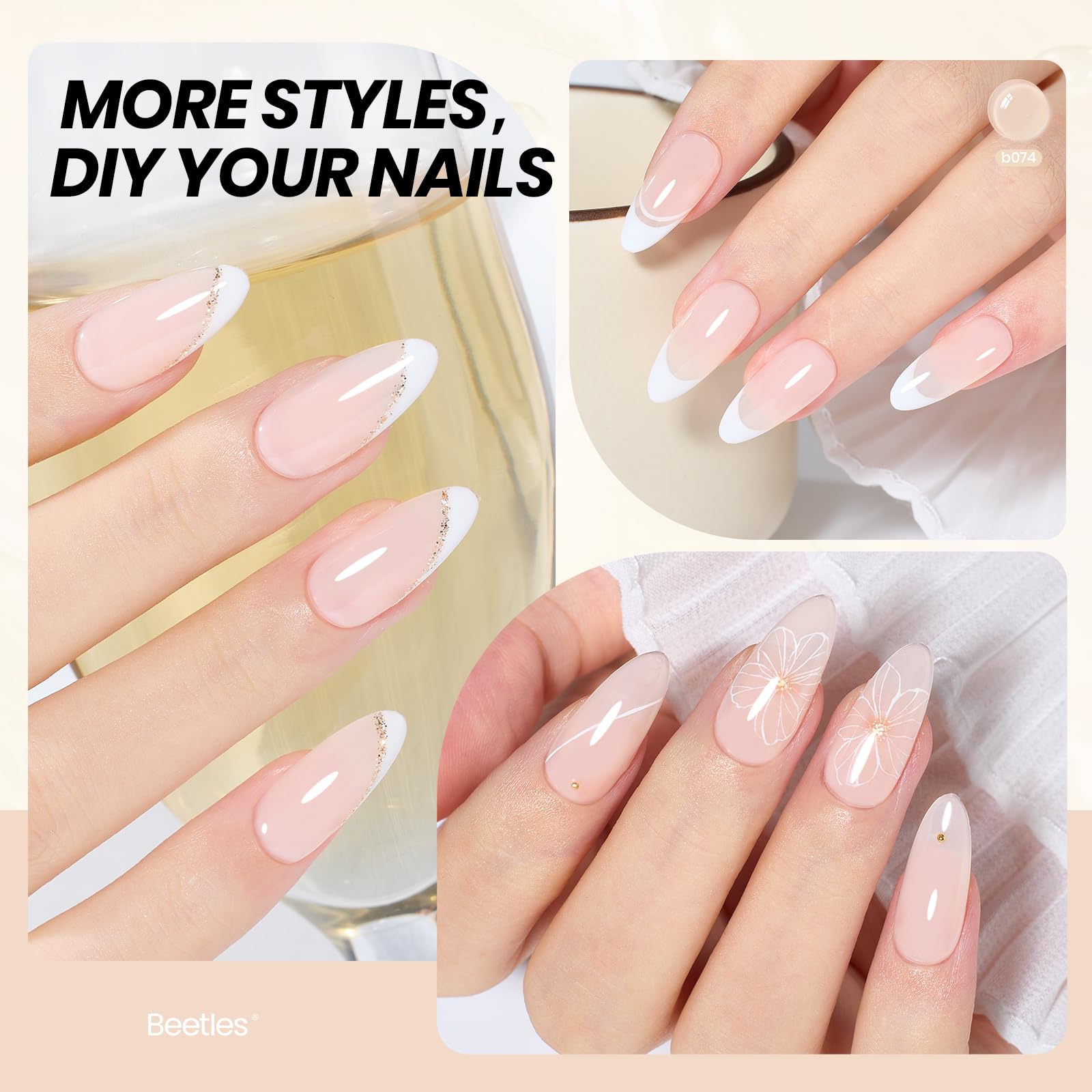 Beetles nude gel polish high gloss finish for durable shine.