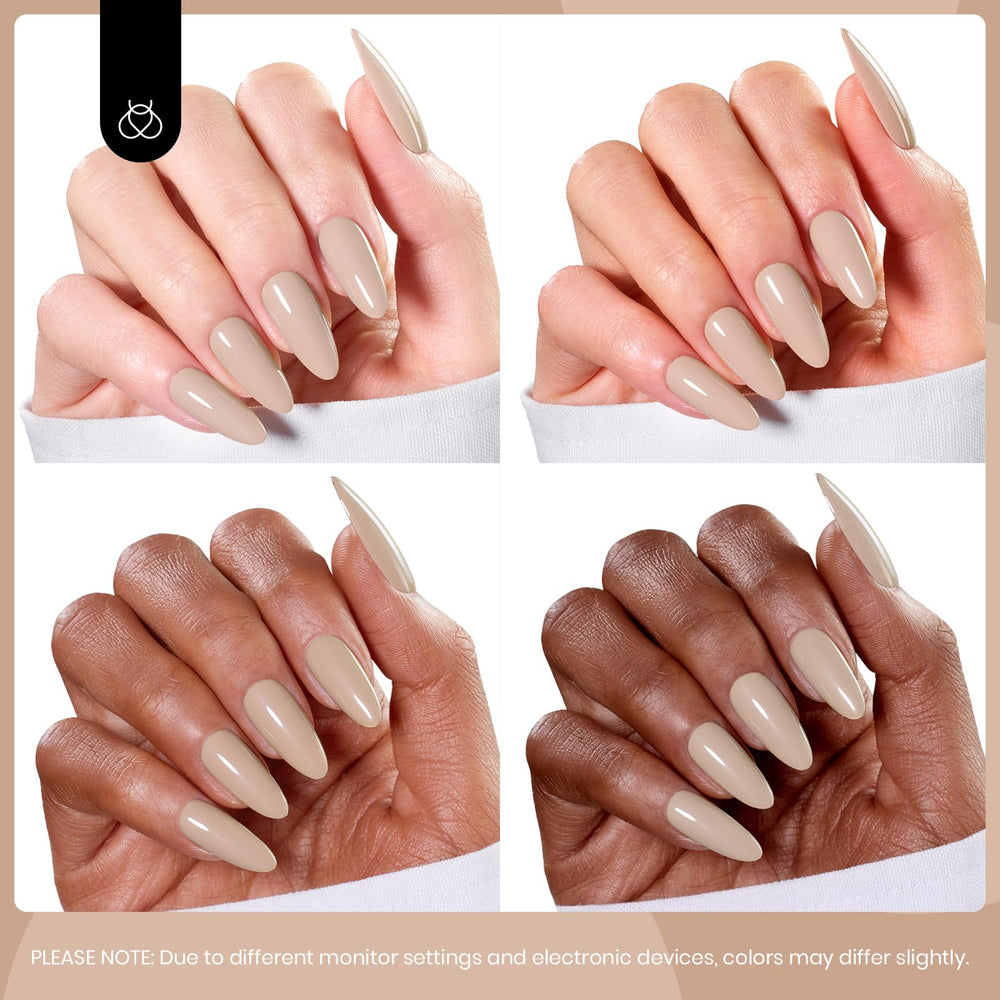 Beetles Nude Gel Polish under LED curing showing quick hardening.