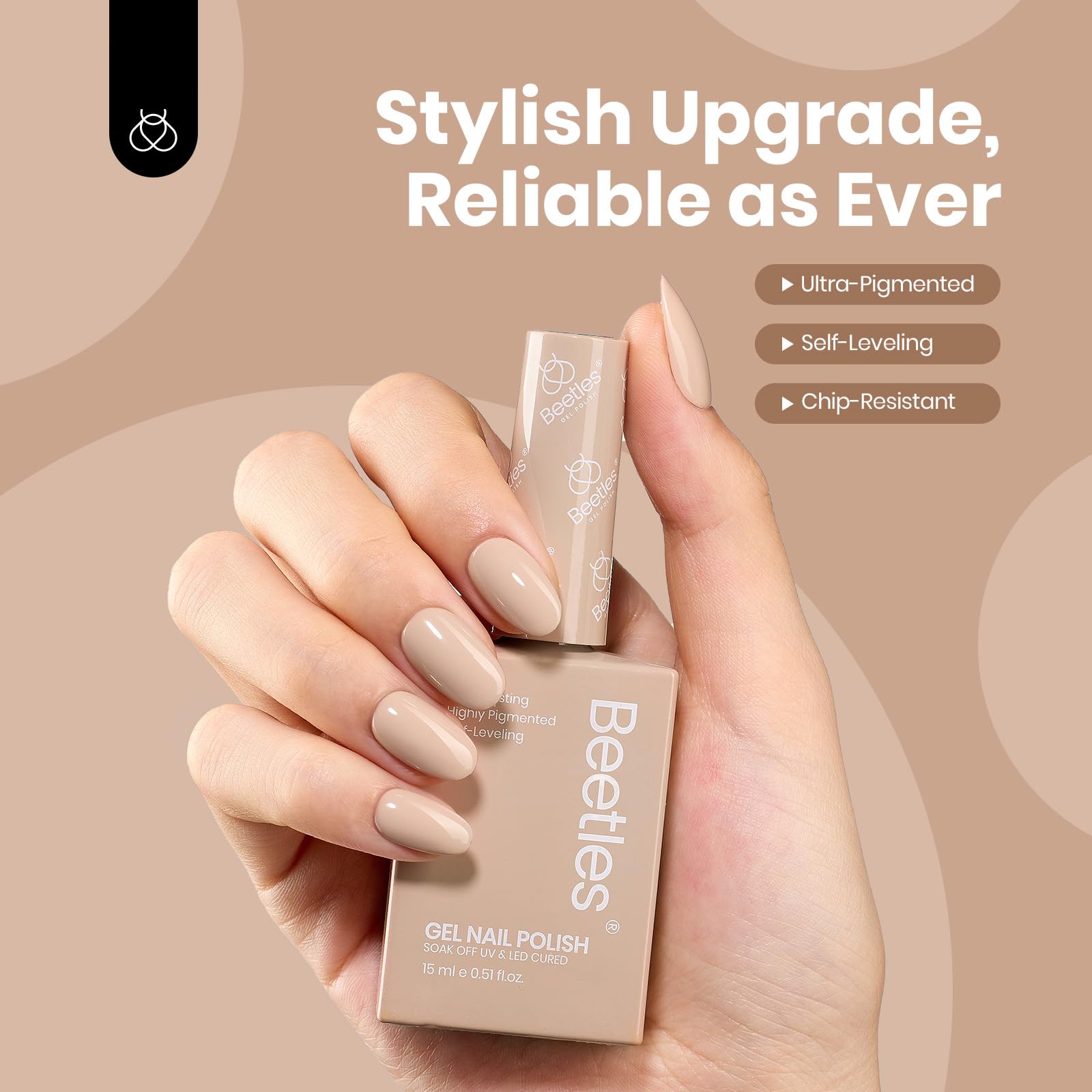 Beetles Nude Gel Polish bottle safety label highlighting handling guidance.