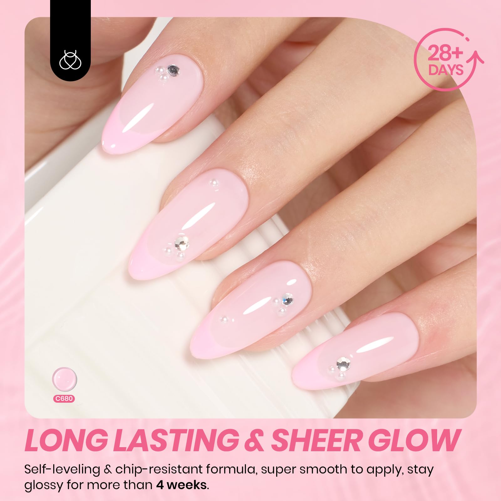 Beetles Nude Gel Polish brush applicator highlights smooth, precise application.