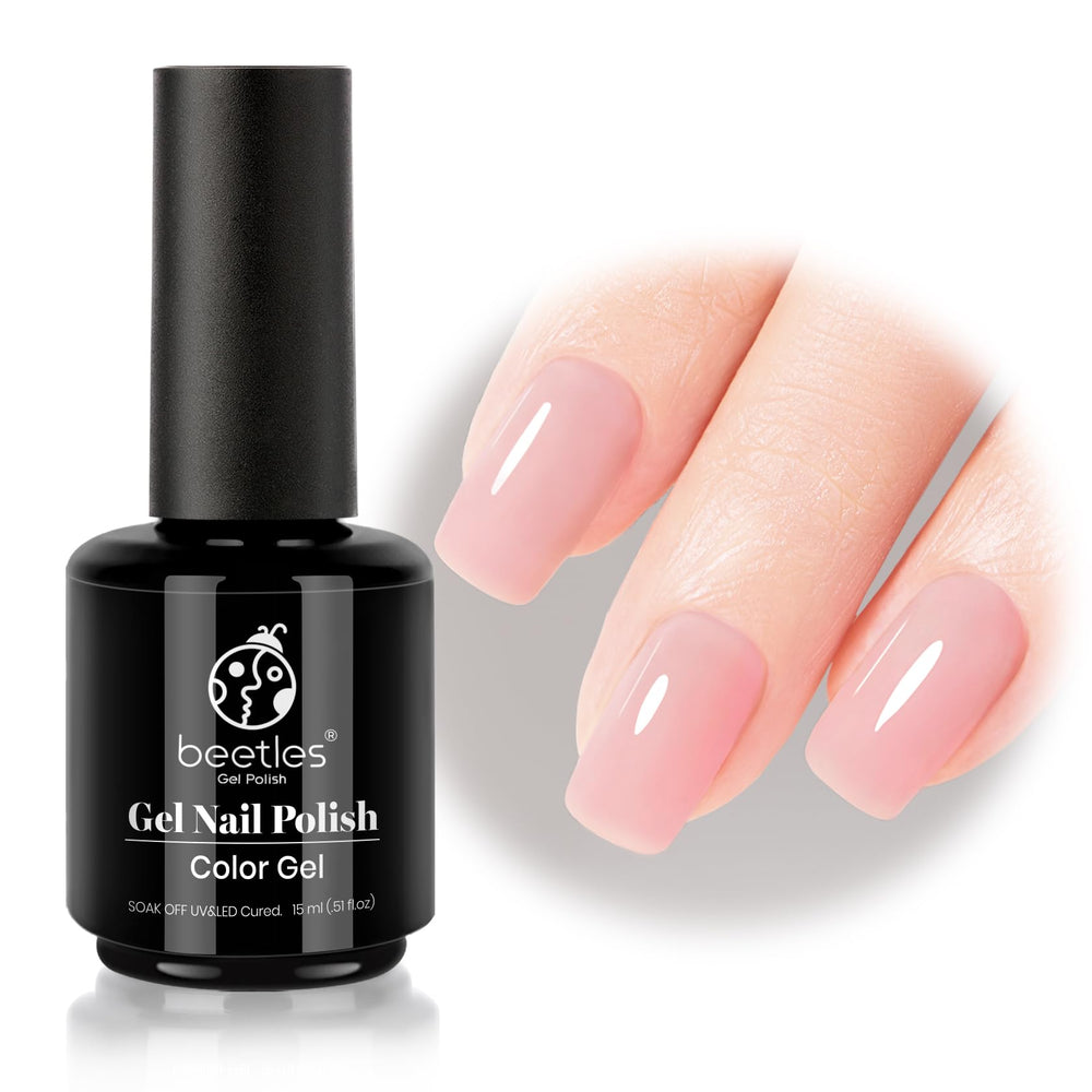 Beetles Nude Pink Gel Nail Polish bottle with natural nude gloss and shine