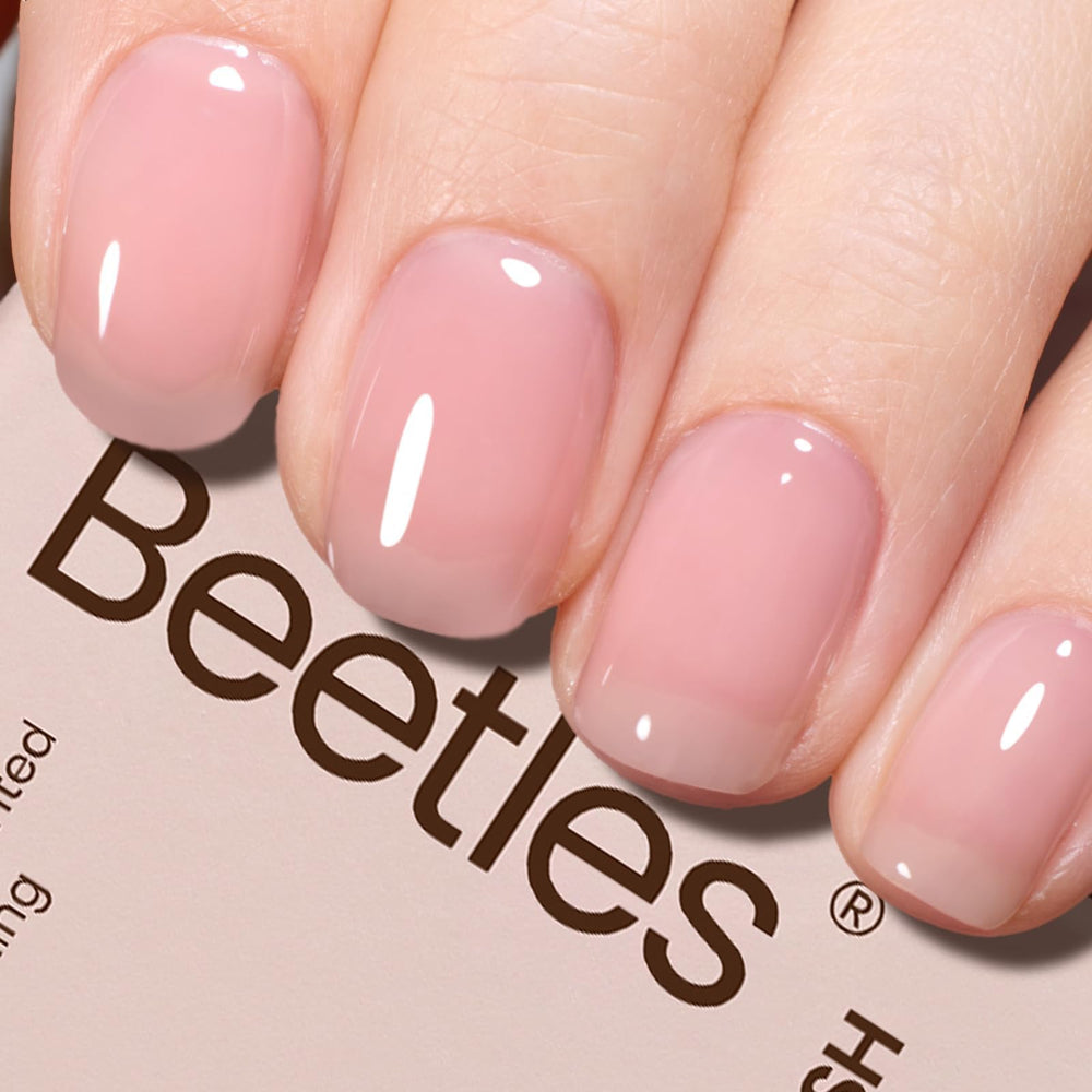 Beetles Nude Pink Gel Polish bottle showing versatile nude color for nails.