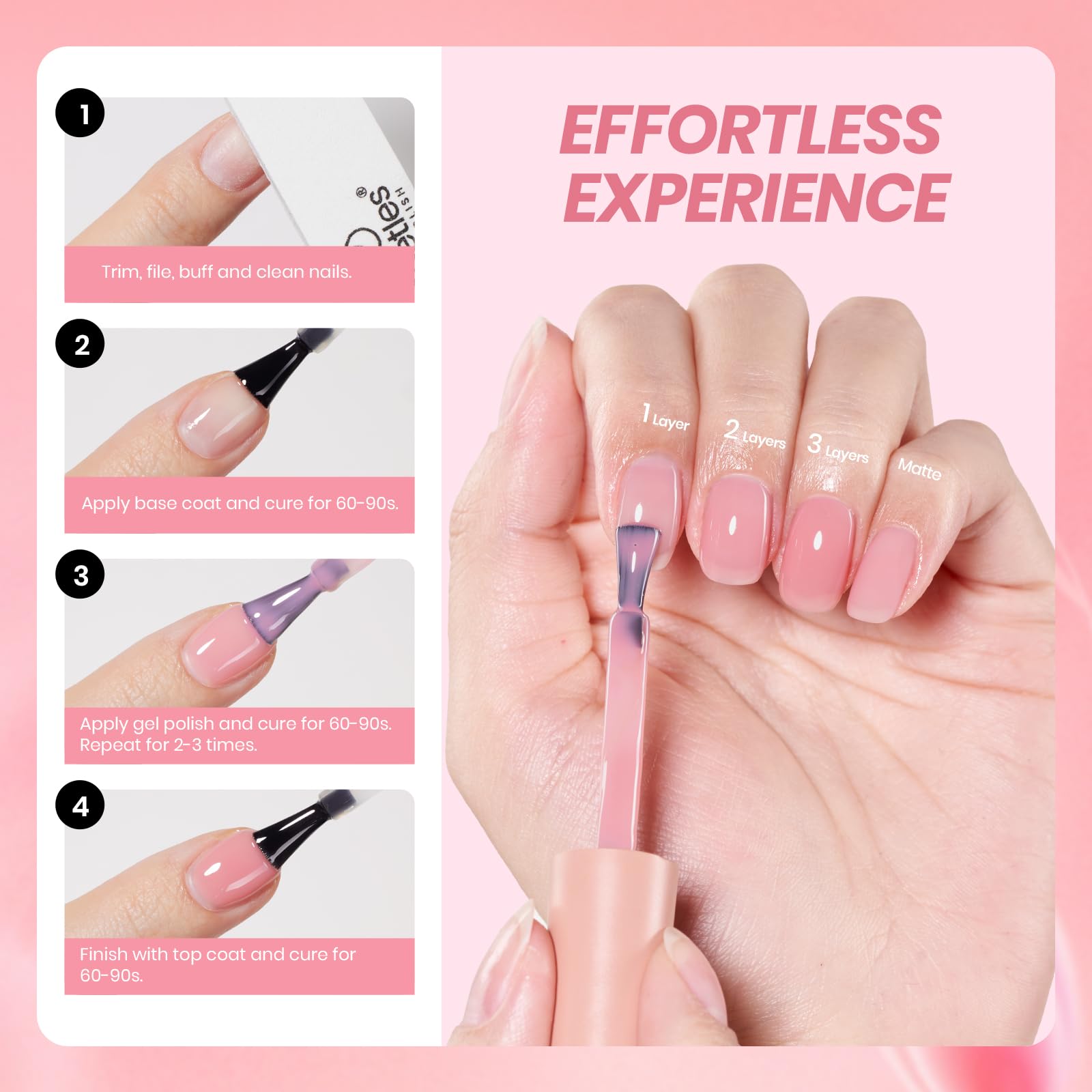 Beetles Nude Pink Gel Polish perfect for French tip nails.