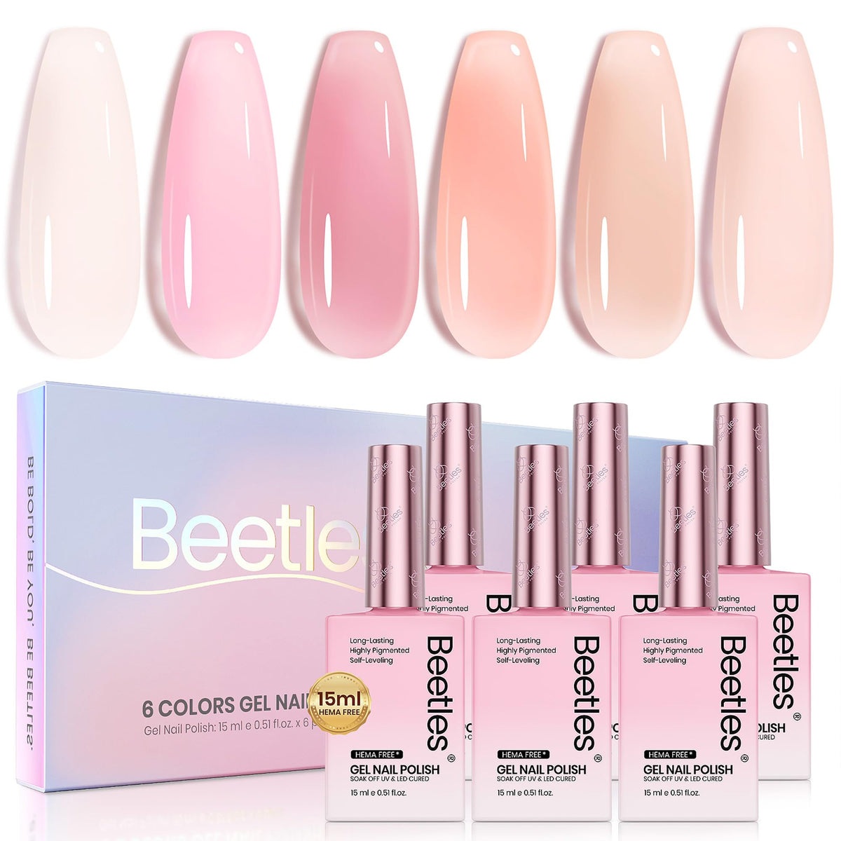 Beetles Nude Pink Na616 bottle with a soft nude glow for elegant nails.