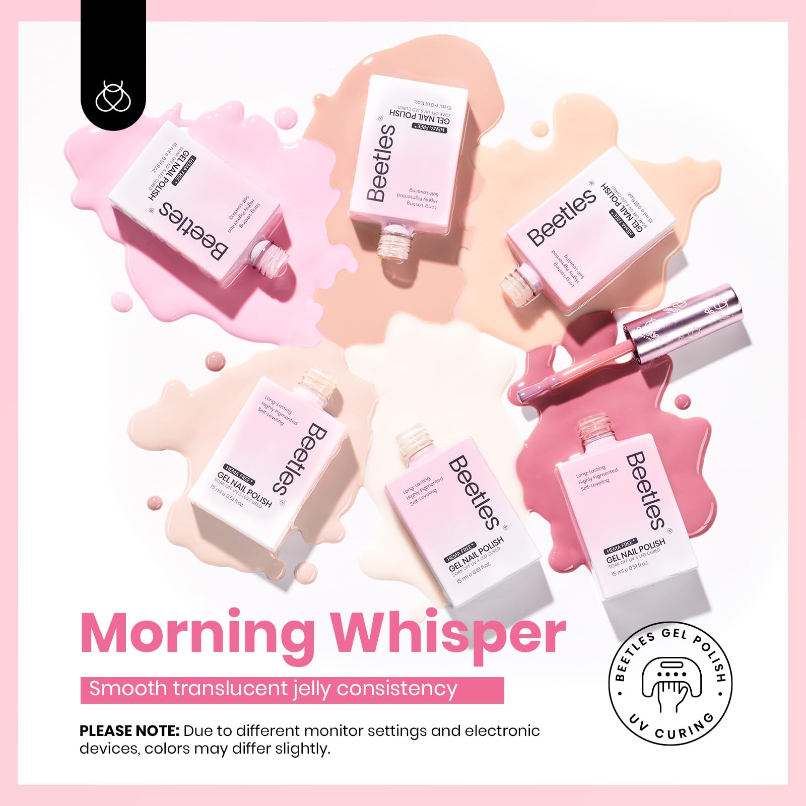 Beetles Nude Pink jelly swatches demonstrate color payoff and jelly consistency.