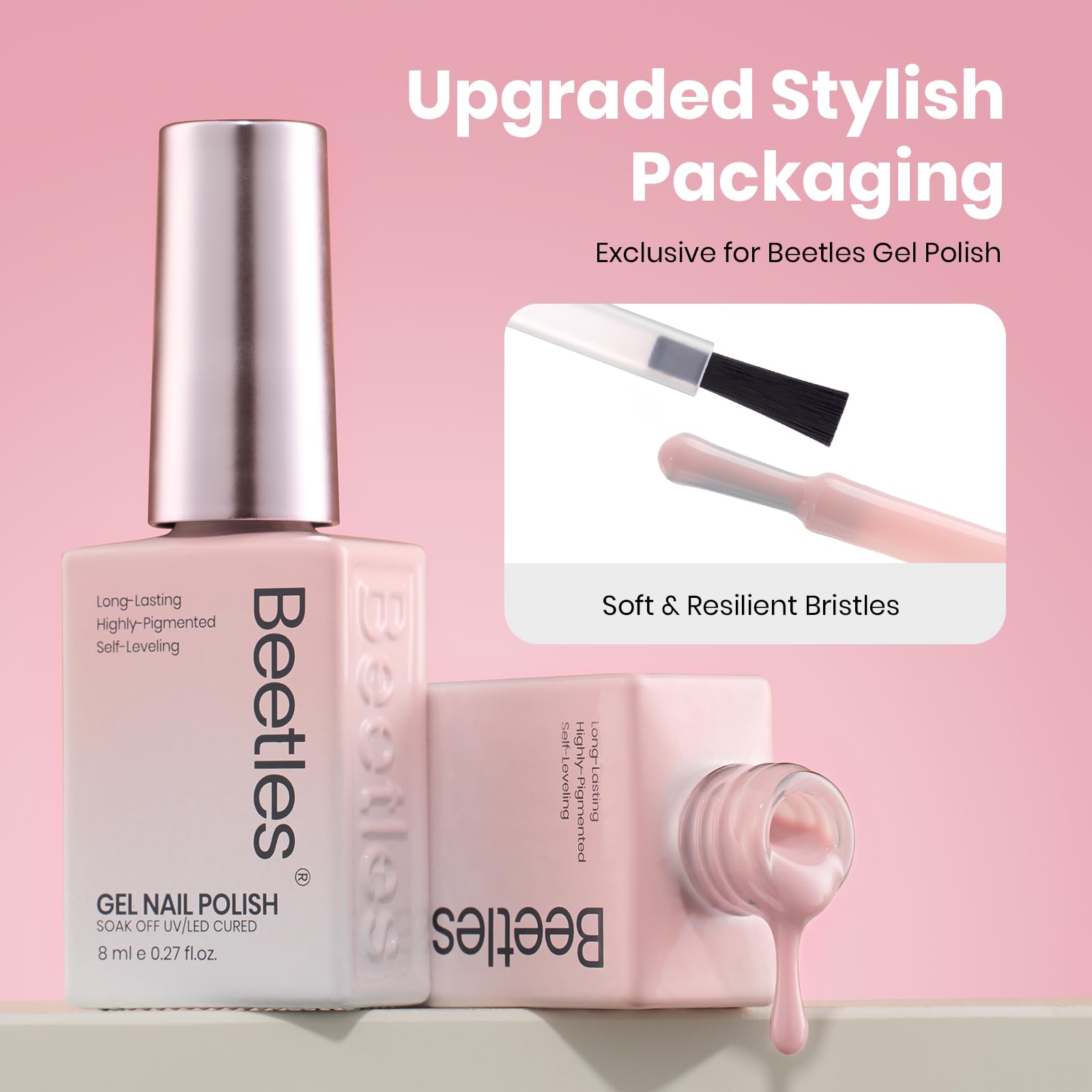 Beetles Nude Pink gel polish compact bottle ideal for travel touch-ups