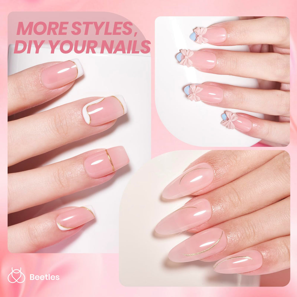 Beetles Nude Pink gel with high-gloss finish on nails