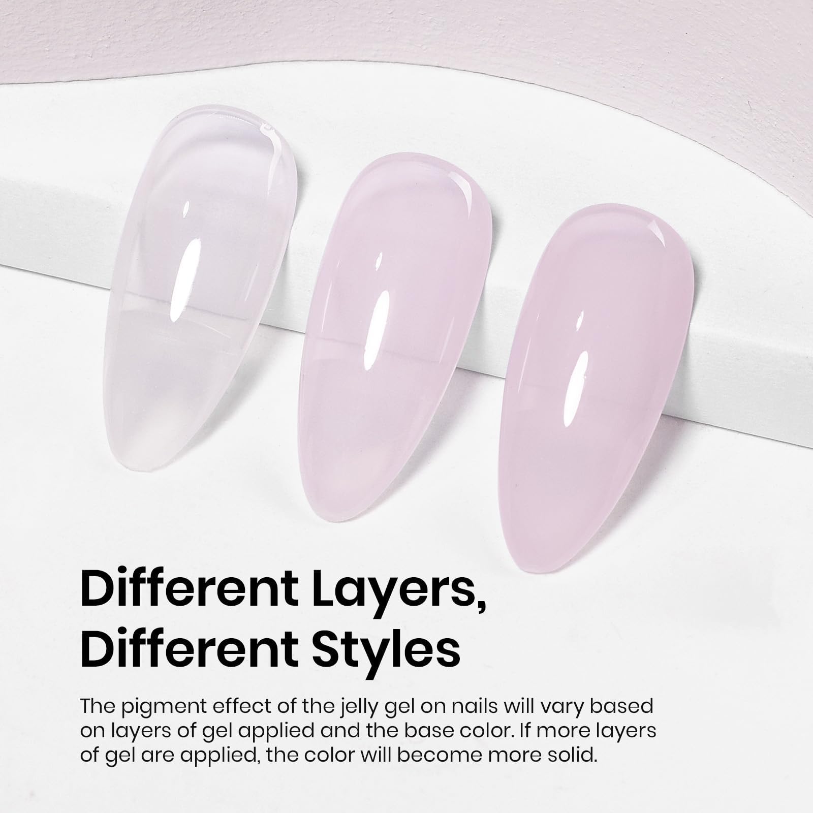 Beetles Nude Gel Polish swatch layer 2 demonstrates deeper opacity with subtle shine.