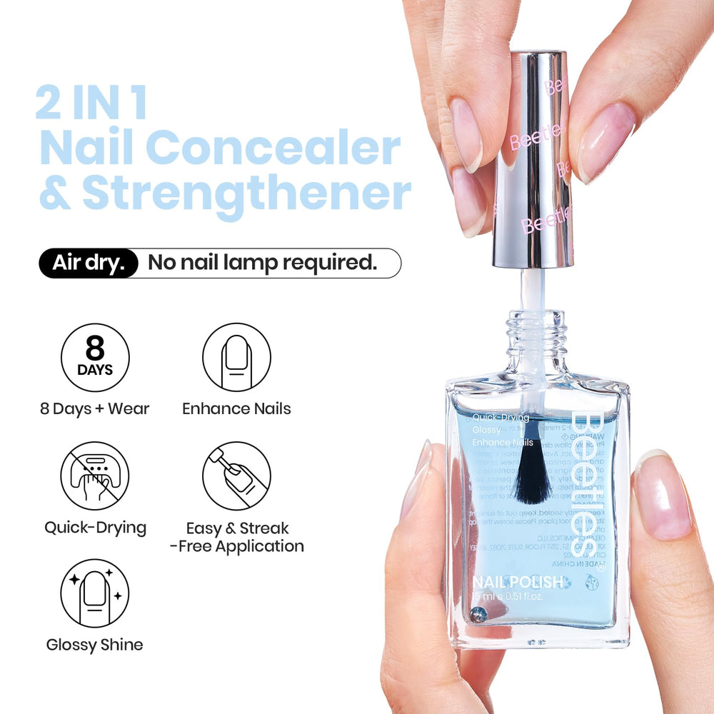 Beetles Ocean Blue Nail Polish brush close-up shows quick-dry performance