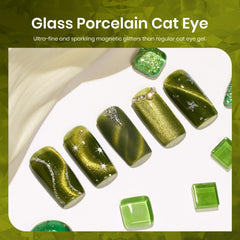 Beetles olive-green cat eye effect swatch reveals shimmering depth and magnetic appeal.