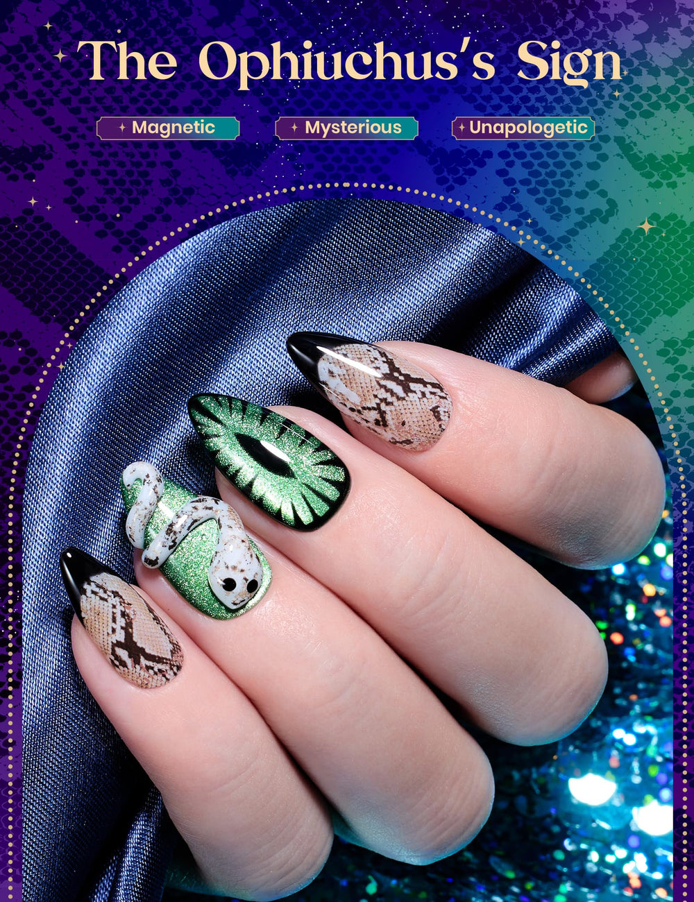 Beetles Ophiuchus color shades collection with black white purple green and gold effects