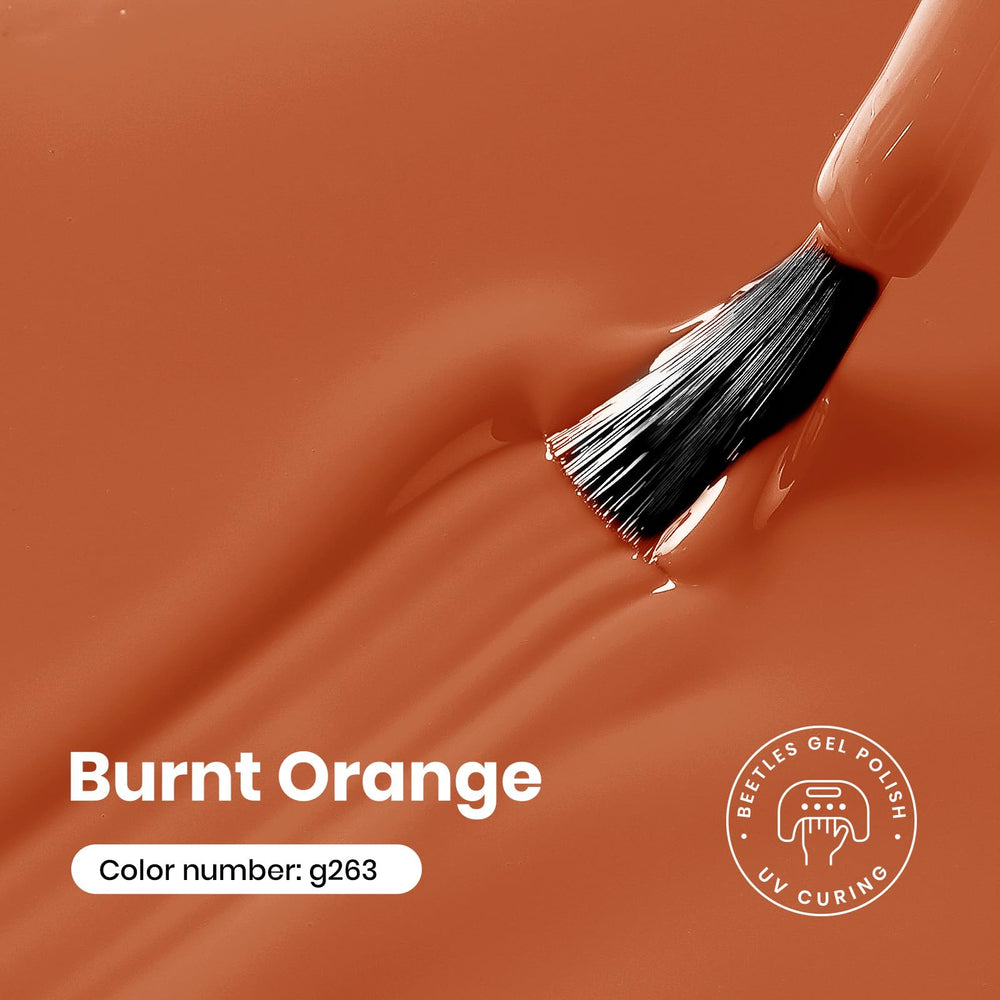 Beetles Orange Gel Nail Polish brush application with smooth, self-leveling finish.