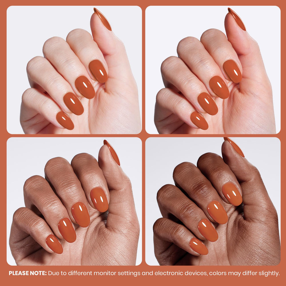 Beetles Orange Gel Nail Polish with base and top coat required.