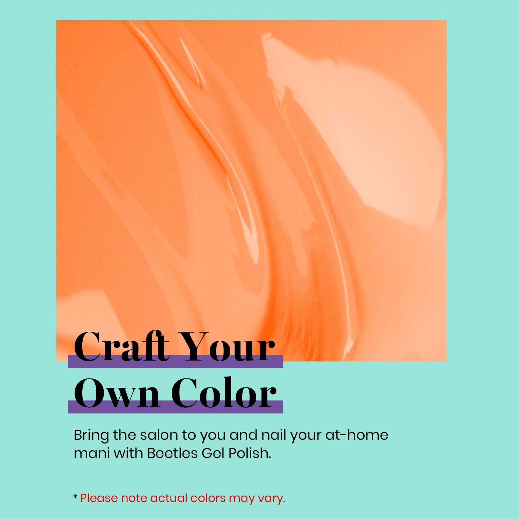 Beetles Orange Gel Polish swatches reveal the vibrant Tangerine hue.