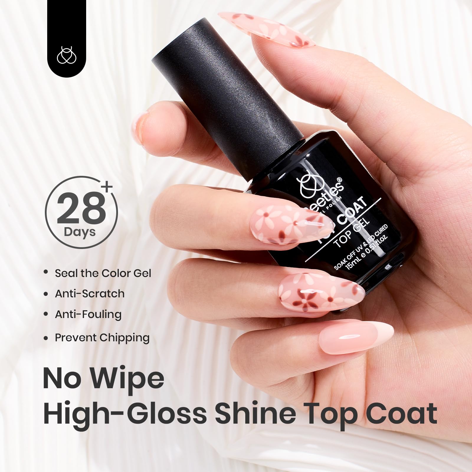Beetles packaging shows 2x15ml Peel Off Base and Top Coat set