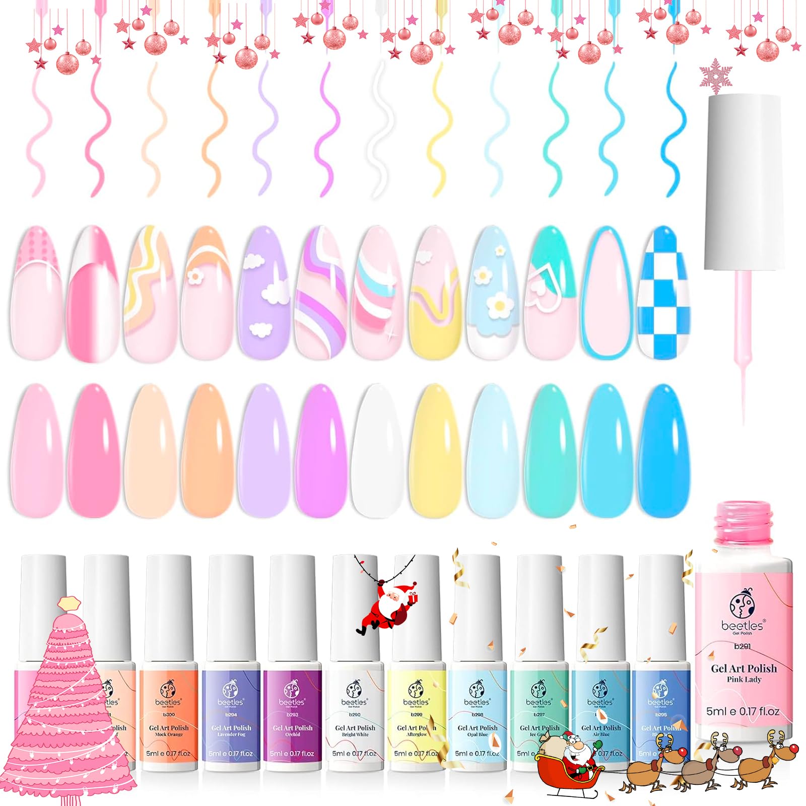 Beetles Pastel Gel Liner Set gift pack suitable for nail enthusiasts