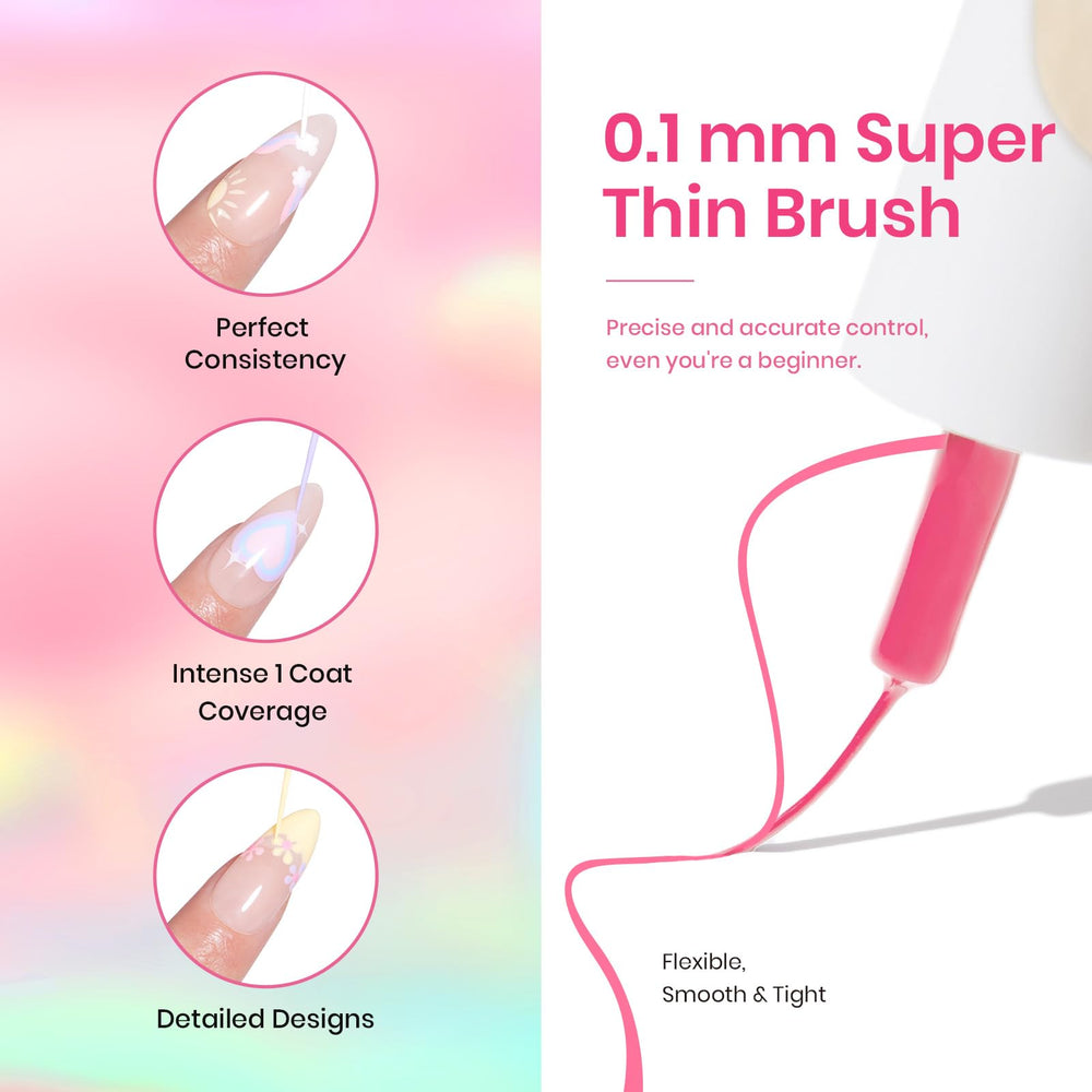 Beetles Pastel Gel Liner Set slim brushes help create delicate accents