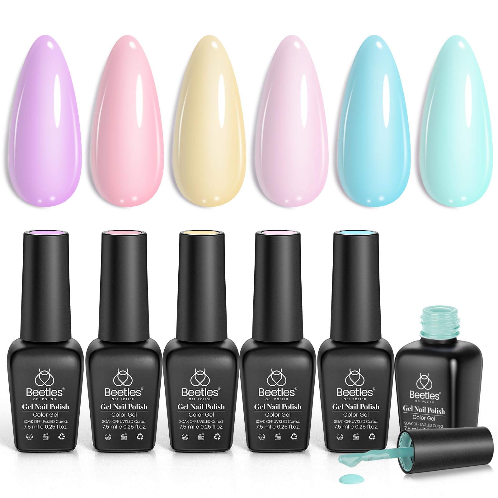 Beetles Pastel Gel Polish Set palette colors for versatile nail art