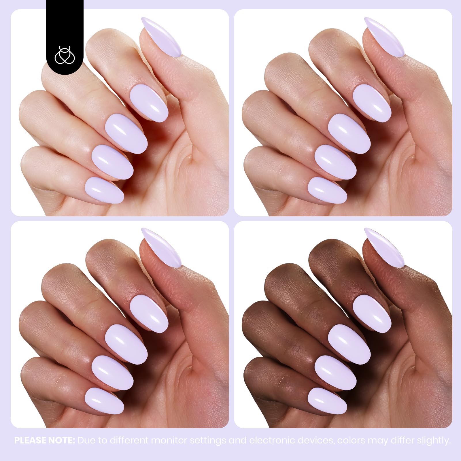 Beetles Pastel Purple gel polish shown applying on nail for at-home use.