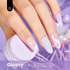 Beetles Pastel Purple gel polish LED cure demonstrates quick setting under lamp.