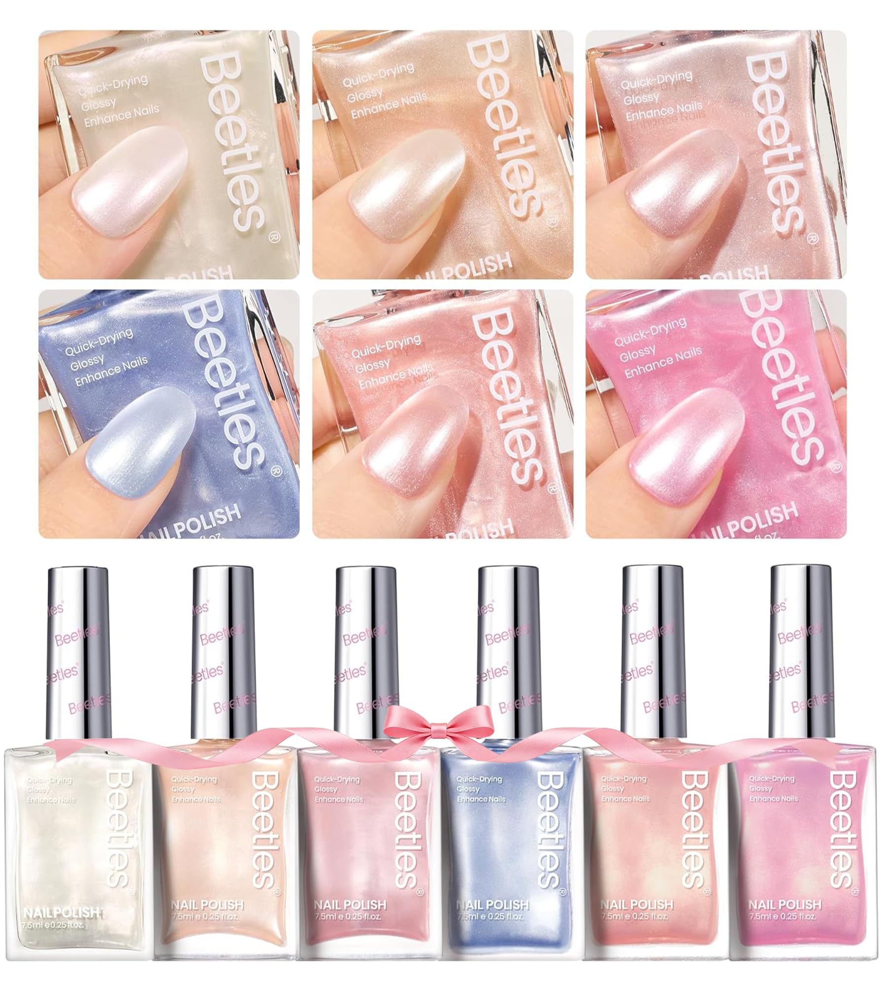 Beetles Pearl Champagne Mermaid nail polish blends glamour.