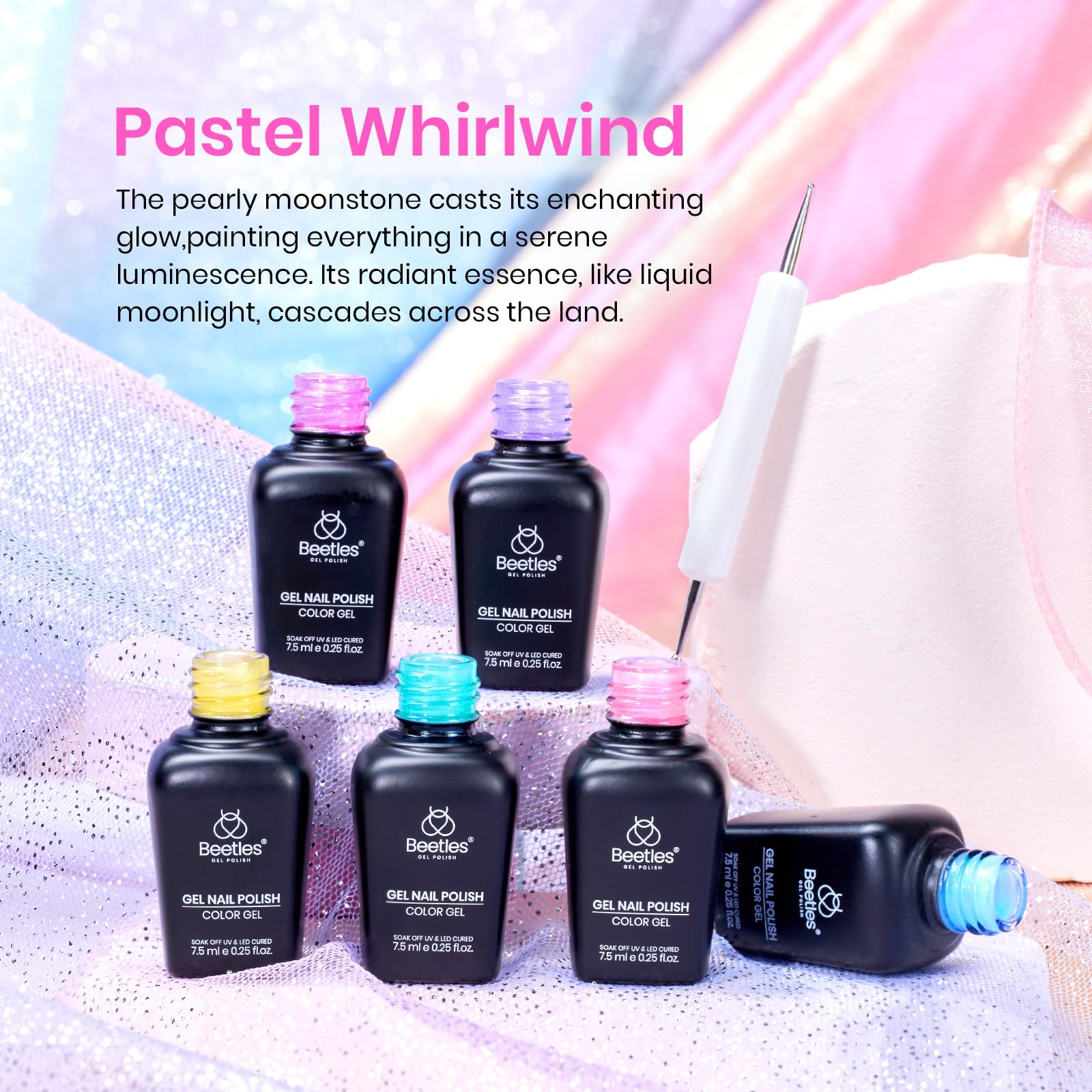 Beetles Pearl Gel Nail Polish Set pastel swatches for easy coordination