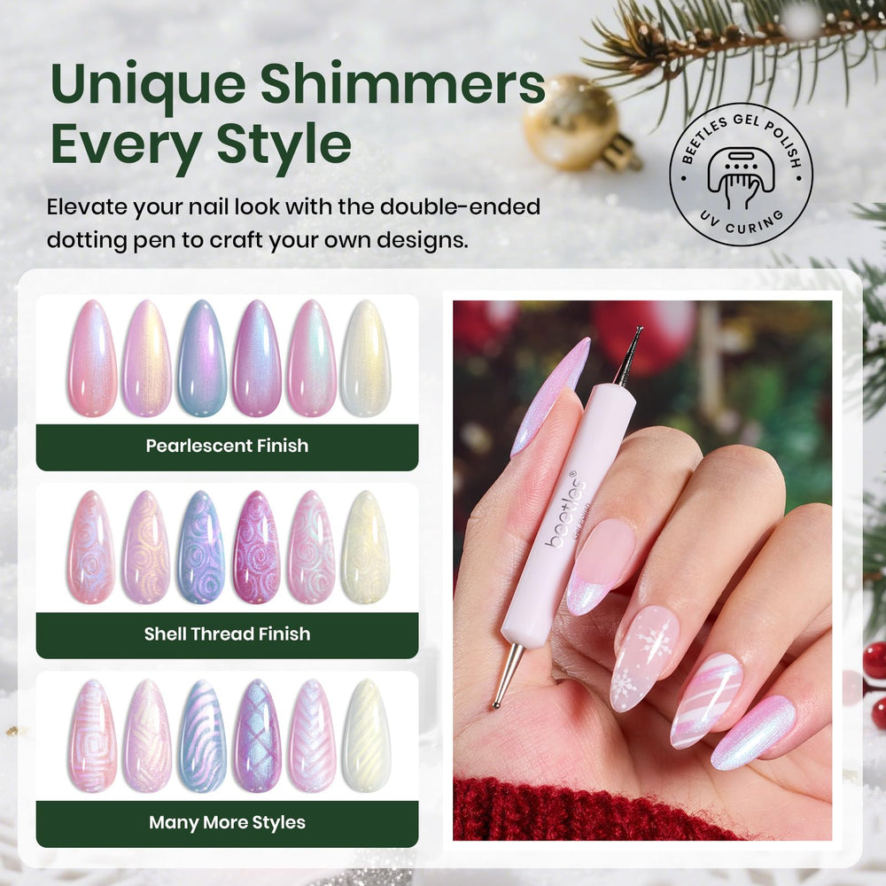 Beetles Pearl Gel Nail Polish Set purple pearl swatches for creative accents.