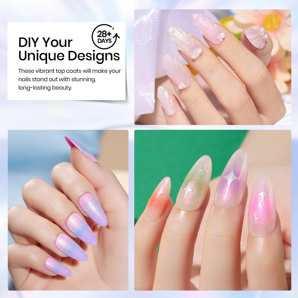 Beetles Pearl Glitter Top Coat 2-in-1 finish creates chrome-like shine