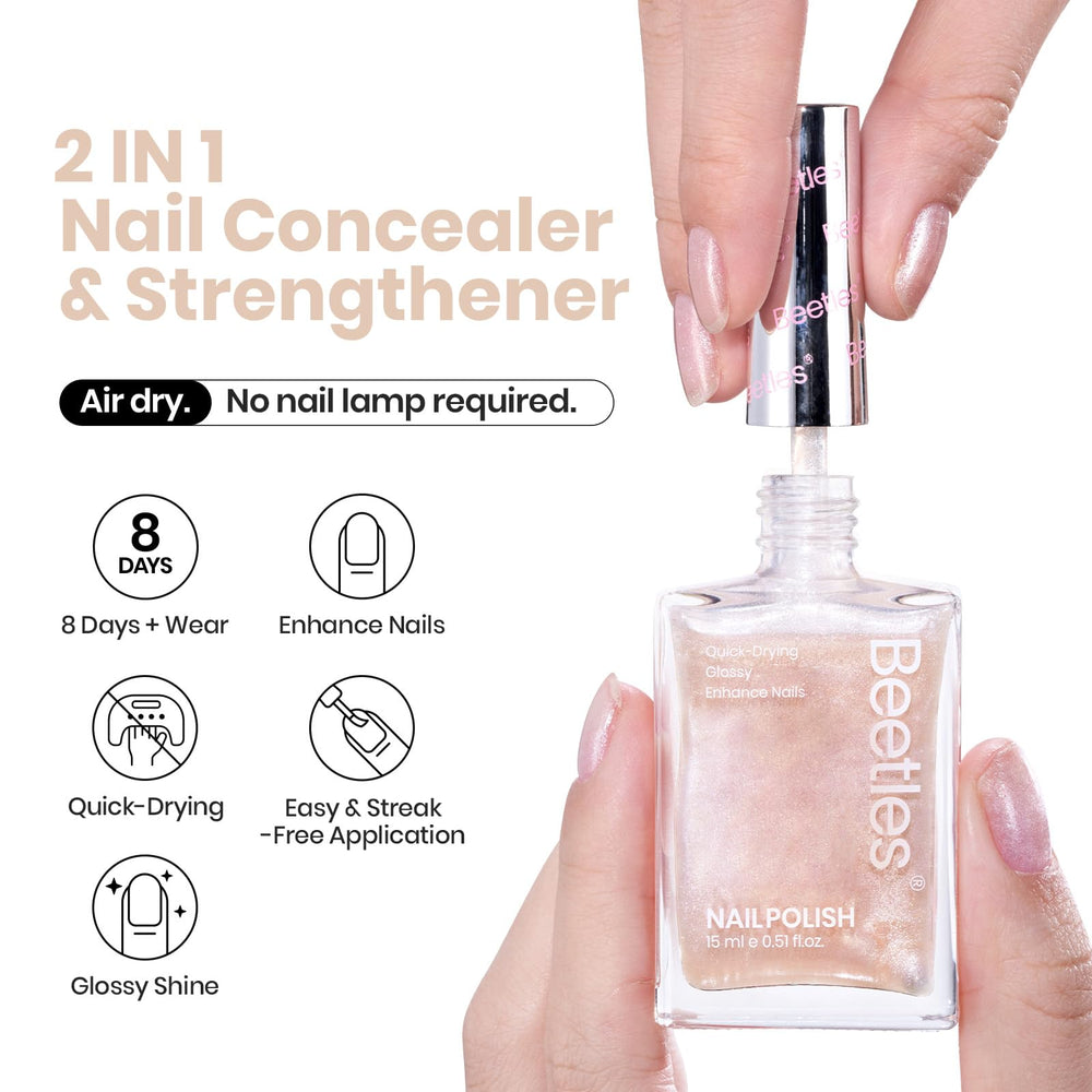 Beetles Pearl Nail Polish Golden Fizz brush applying smooth, even color.