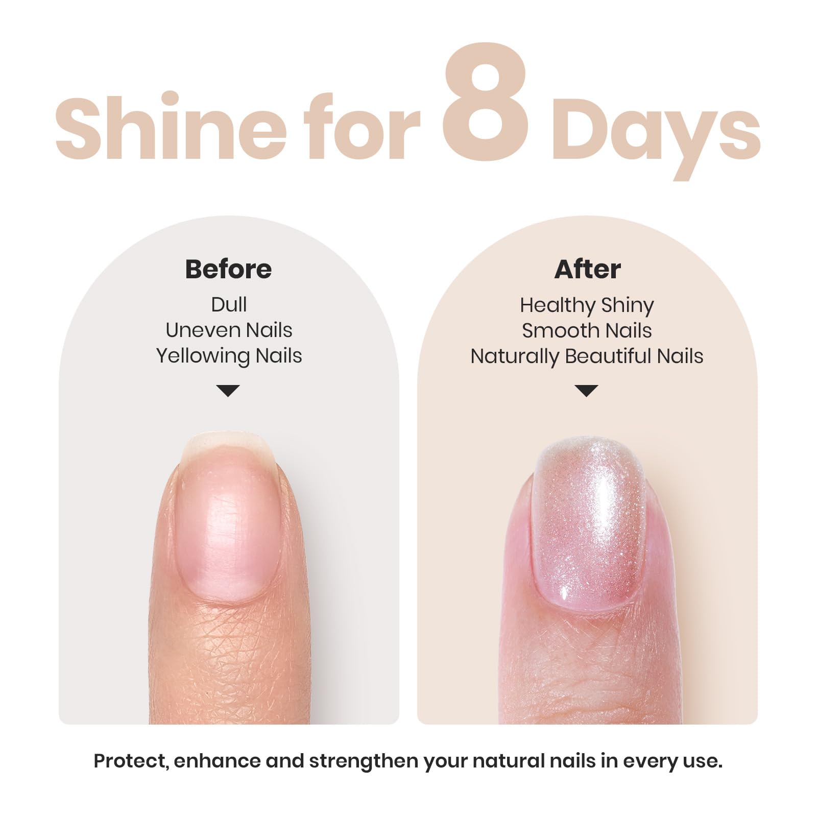 Beetles Pearl Nail Polish nails before and after subtle concealment.