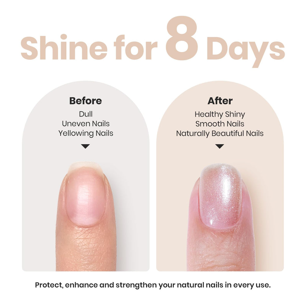 Beetles Pearl Nail Polish nails before and after subtle concealment.