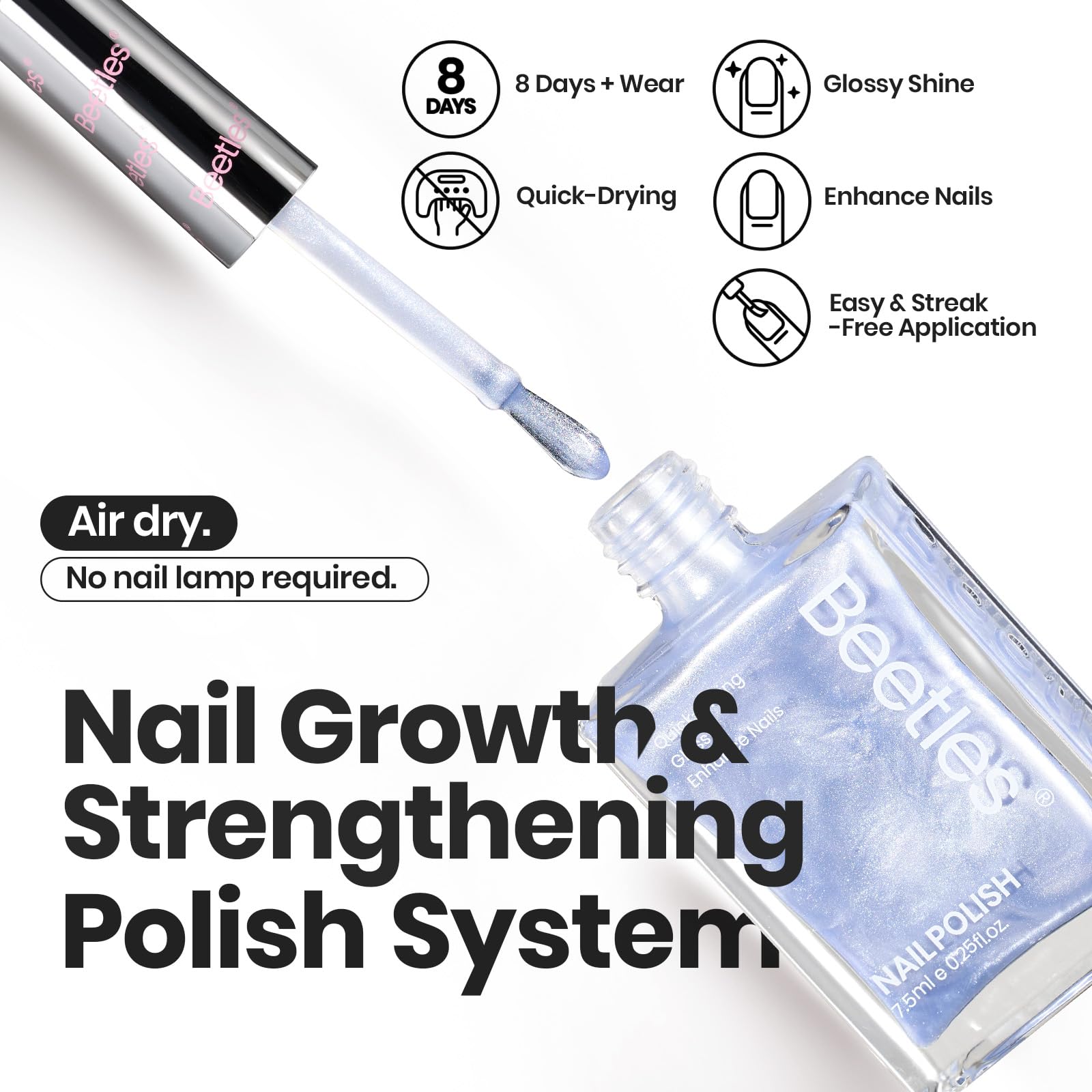 Beetles Pearl Light Pink nail polish for delicate at-home manis.