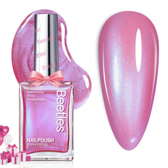 Beetles Pearl Pink Nail Polish Rosy Dream bottle close-up with shimmering pink pearl finish